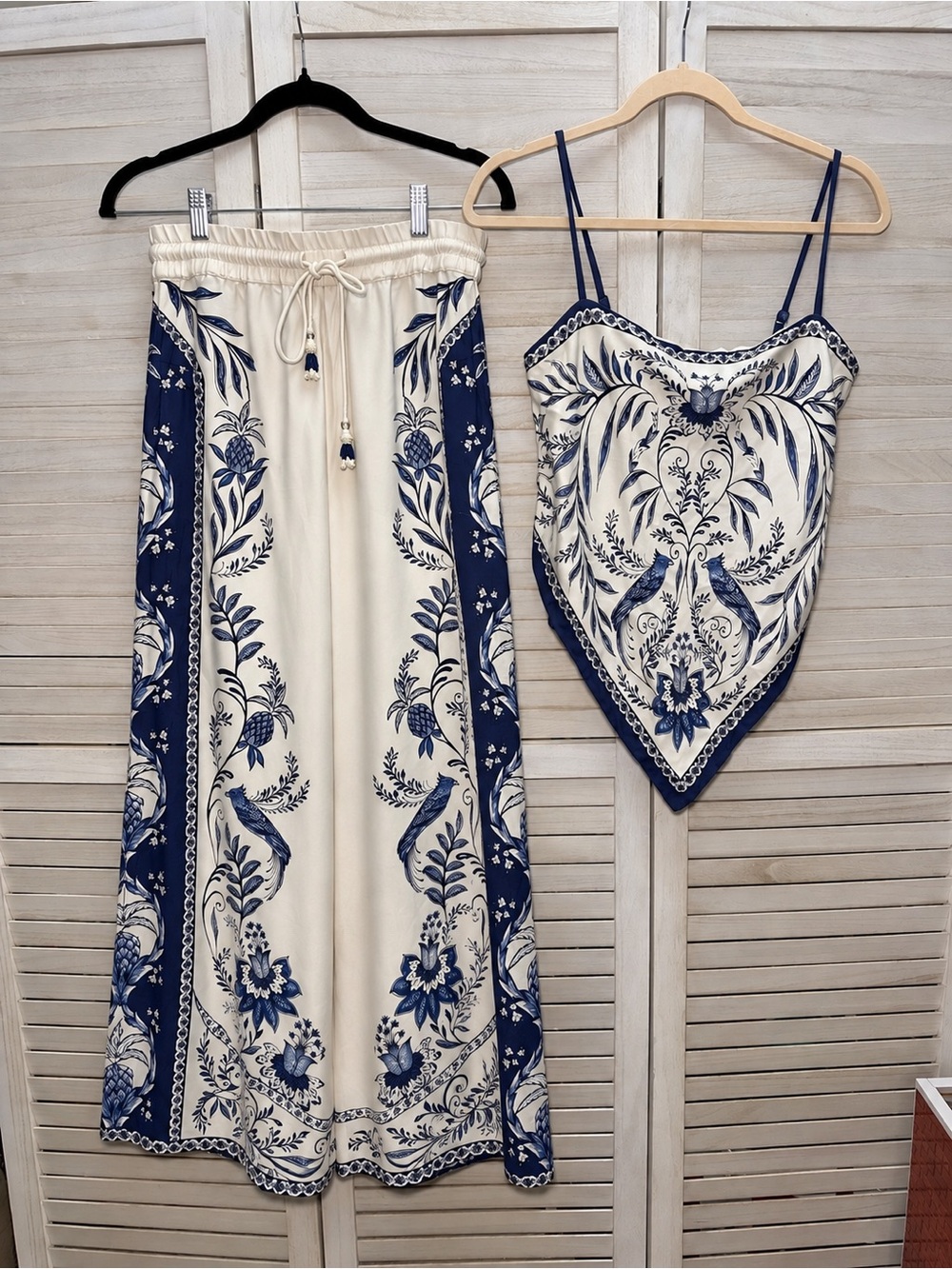 FARM Rio Blue & White Printed Two-Piece Set – Size M